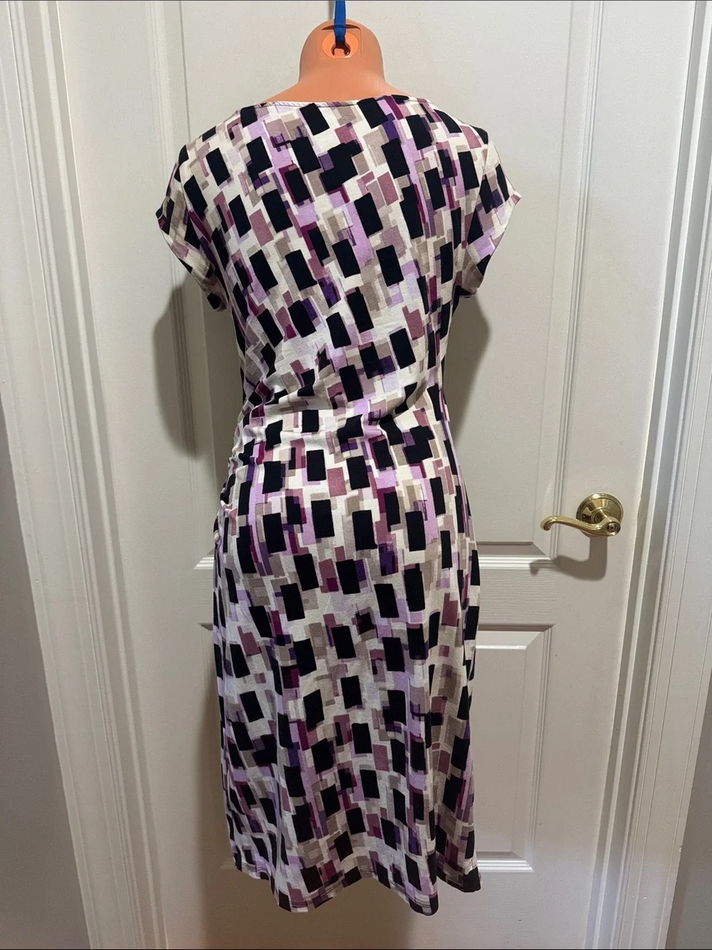 ANN TAYLOR Knit Abstract Purple Lilac Print Sheath Dress size S Small $89 KL EUC
